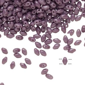 Bead, Preciosa Mini Twin&trade;, Mini Pressed Twin, Czech pressed glass, opaque purple, 4x2.5mm oval with (2) 0.7mm holes. Sold per 50-gram pkg.