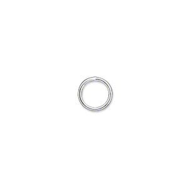 Jump ring 1pkg100 silver-plated, 8mm soldered closed round, 18 gauge / 6.2mm inside diameter / brass image number 0