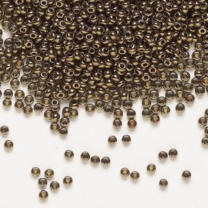 Seed bead, Preciosa Ornela Czech glass, pkg/500g, #11 rocaille, opaque golden bronze black, (59142).