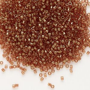 Seed bead, Delica&reg;, glass, pkg/7.5g, #11 round, translucent gold luster apricot topaz (DB-0121).