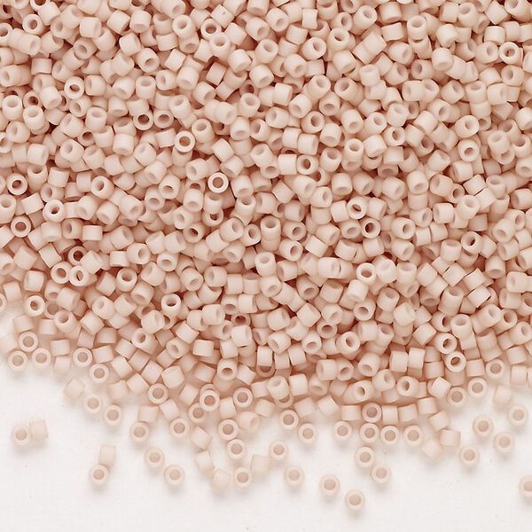Seed bead, Delica&reg;, glass, pkg/250g, #11 round, opaque matte glazed luster blush (DB-0354-1). image number 0