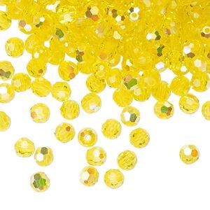Bead 24pk citrine AB, Preciosa Czech crystal 4mm round
