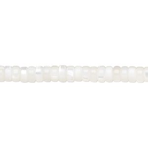 Mother-of-pearl shell 1pkg1, heishi bead 15.5 to 16 inch white 5x2mm