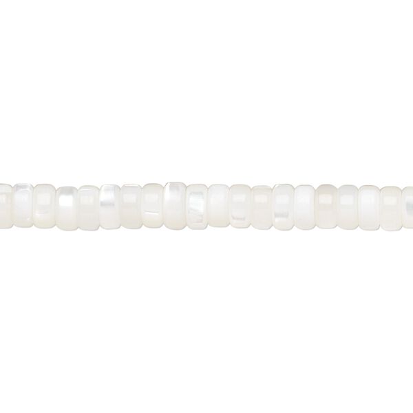 Mother-of-pearl shell 1pkg1, heishi bead 15.5 to 16 inch white 5x2mm image number 0