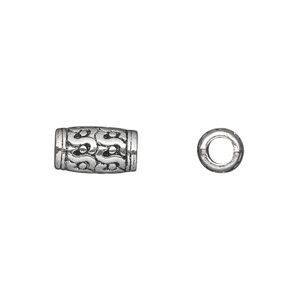 Bead 1pkg20 silver-plated "pewter", 12x7mm tube, antique