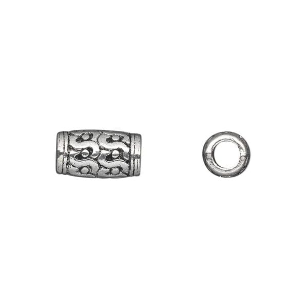 Bead 1pkg20 silver-plated "pewter", 12x7mm tube, antique image number 0