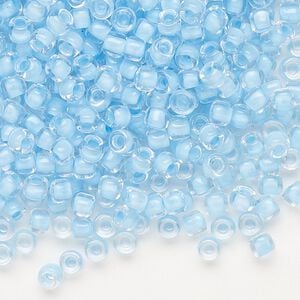 Seed bead, Dyna-Mites&trade;, glass 1pkg0.5kg, #6 round, translucent inside dyed color light aqua (217 6/0 RR)