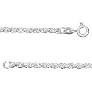 Chain 1pkg1 sterling silver French rope, 2.75mm / mixed clasp, 24 inch