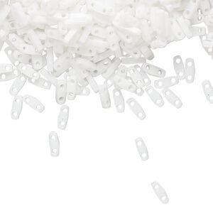 Seed bead, TILA&reg;, glass, pkg/5g, 5x1.2mm quarter tila rectangle, opaque white, (QTL-402).