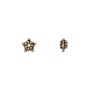 Bead 1pkg8 "vermeil" sterling silver, 7x3mm beaded star rondelle, antique