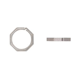 Key ring 1pkg1 titanium, 22.5mm textured octagon, 18mm inside diameter / matte