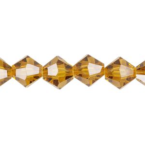 Bead 1pk transparent gold, Celestial Crystal&reg; 10mm bicone 8 inch