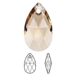 Drop 1pk light Colorado topaz, Crystal Passions&reg; 28x17mm pendant pear 6106