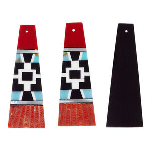 Multi-shell 1pkg2, left- and right-facing trapezoid focal multicolored 40x14mm