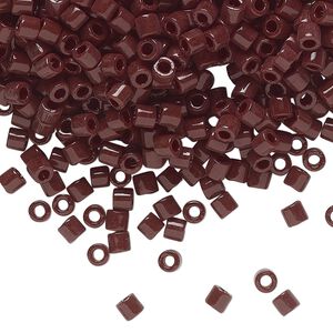 Seed bead, Delica&reg;, glass, pkg/250g, #8 round, opaque dark brown (DBL-0734).