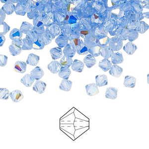 Bead 720pk light sapphire AB, Preciosa Czech crystal 4mm bicone