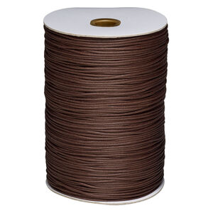 Cord, waxed cotton, brown, 2mm round. Sold per 25-yard pkg.