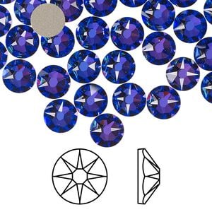 Flat back 12pk crystal heliotrope foil back, Crystal Passions&reg; 7.07-7.27mm rose round SS34 2088
