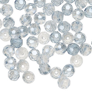 Bead 144pk translucent crystal silver night, Celestial Crystal&reg; 6mm round