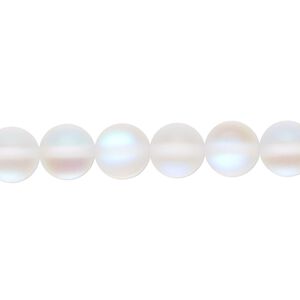Bead, iridescent glass, translucent matte clear, 8mm round. Sold per 15-1/2" to 16" strand.