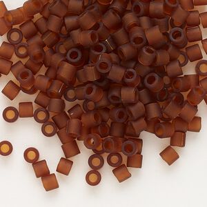 Seed bead, Delica&reg;, glass, pkg/250g, #8 round, translucent matte dark topaz (DBL-0764).