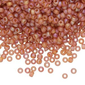 Seed bead, Miyuki, glass, pkg/50g, #8 rocaille, translucent matte rainbow topaz, (RR-133FR).
