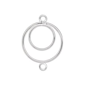 Link, silver-plated steel, 18mm double hoop. Sold per pkg of 100.