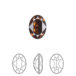 Fancy stone 1pkg1 smoked topaz foil back, Crystal Passions&reg; Regenerated 14x10mm oval 4120