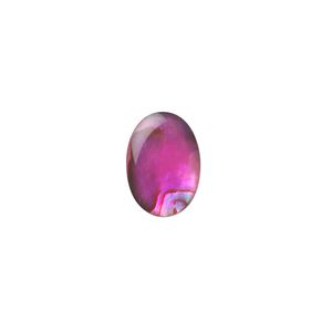 Cabochon, paua shell (coated / dyed), pink, 14x10mm calibrated oval, Mohs hardness 3-1/2. Sold per pkg of 6.