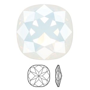 Fancy stone 24pk white opal foil back, Swarovski&reg; 27mm cushion 4487