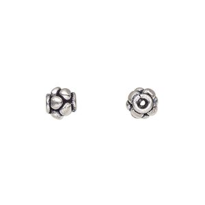 Bead 1pkg0.25troyoz sterling silver, 7x6mm saucer, antiqued