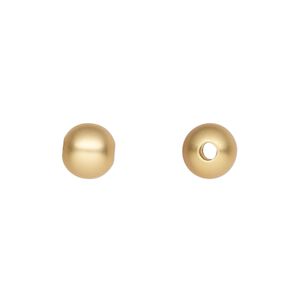 Bead, gold-plated brass with satin finish, 8mm round. Sold per pkg of 10.