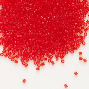 Seed bead, Delica&reg;, glass, pkg/7.5g, #11 round, transparent red orange (DB-0704).