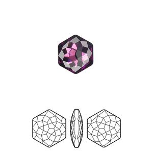 Fancy stone 2pk amethyst foil back, Crystal Passions&reg; 11.2x10mm thin hexagon 4683
