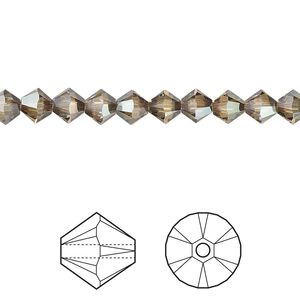 Bead 24pk crystal bronze shade, Crystal Passions&reg; 5mm bicone 5328