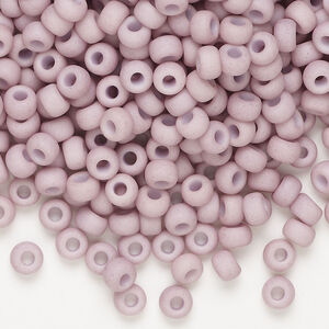 Seed bead, Miyuki, 1pkg25g, glass, #6 rocaille, opaque matte glazed luster light mauve (RR-2025)