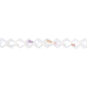 Bead 24pk white opal shimmer, Crystal Passions&reg; 5mm bicone 5328