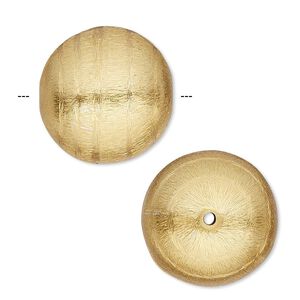 Bead 1pkg2 gold-finished, 20mm brushed round / swirl, copper
