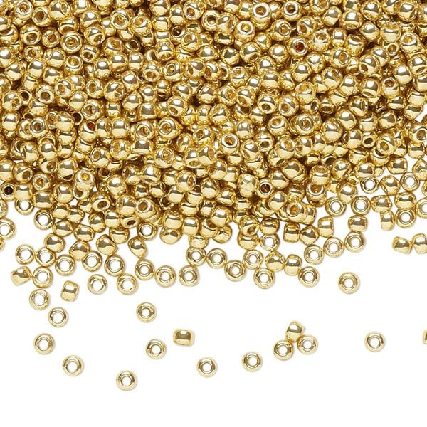Seed bead, TOHO BEADS&reg;, glass, pkg/50g, #11 round, opaque galvanized PermaFinish starlight (TR-11-PF557). image number 0