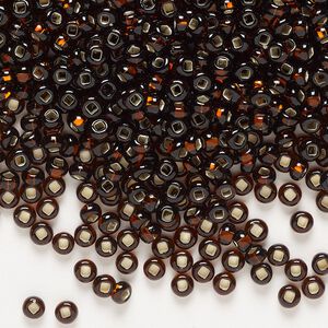 Seed bead, Preciosa Ornela Czech glass, pkg/500g, #8 rocaille, transparent silver-lined root beer, (17140).