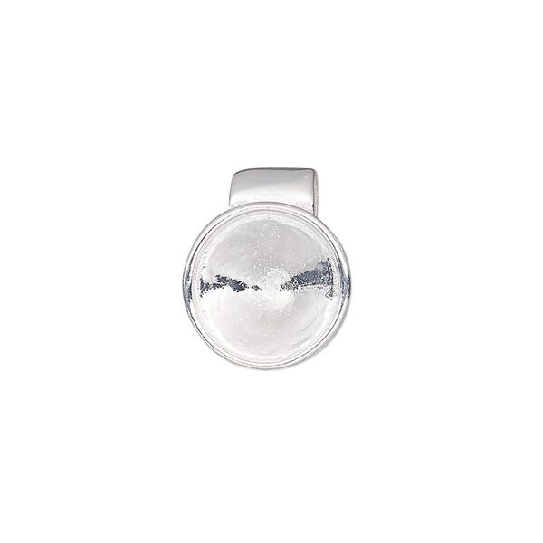 Pendant, Almost Instant Jewelry&trade;, sterling silver, 13.5mm round with 12mm glue-in rivoli setting and tube bail. Sold individually. image number 0