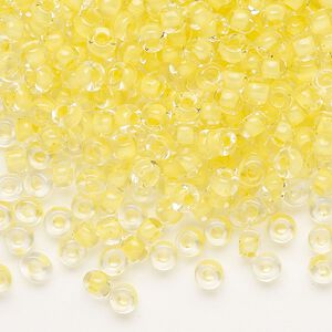 Seed bead, Dyna-Mites&trade;, glass 1pkg0.5kg, #6 round, translucent inside dyed color light yellow (202 6/0 RR)