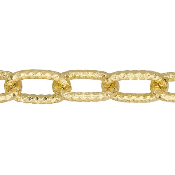 Chain 1pkg1 cable, 10.3mm textured, aluminum / anodized gold 25 foot unfinished image number 0