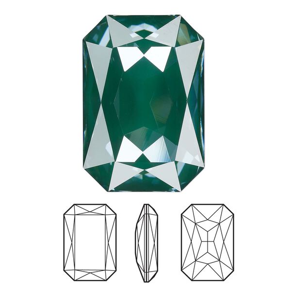 Fancy stone 24pk crystal pine green ignite LacquerPRO, Swarovski&reg; 27x18mm emerald cut 4627 image number 0