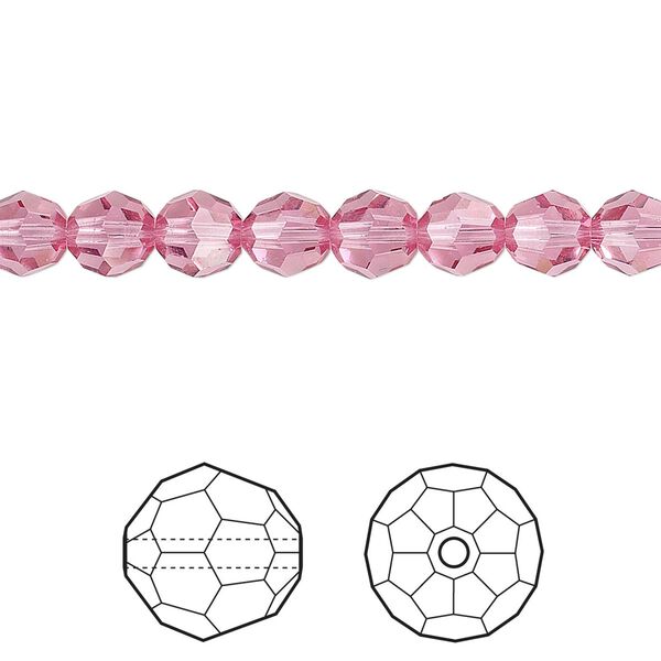 Bead 12pk rose, Crystal Passions&reg; 6mm round 5000 image number 0