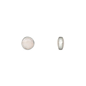Bead 1pkg1, pink opal (natural) and sterling silver, 6.5mm top-drilled double-sided faceted flat round.
