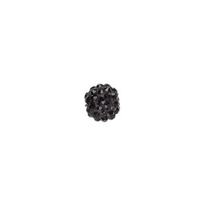 Bead, glass rhinestone / epoxy / resin, black, 8mm round. Sold individually.