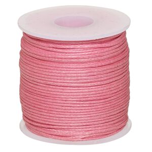 Cord, waxed cotton, light pink, 0.5mm. Sold per 25-meter spool.