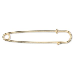 Kilt pin 1pkg10 gold-finished, 3 inch, brass