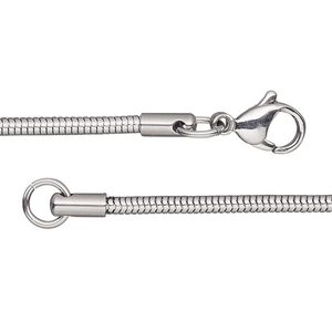 Chain 1pkg1 snake, 2.4mm / lobster claw clasp, stainless steel 18 inch
